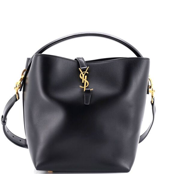Saint Laurent Women Black Leather Le 37 Bucket Bag